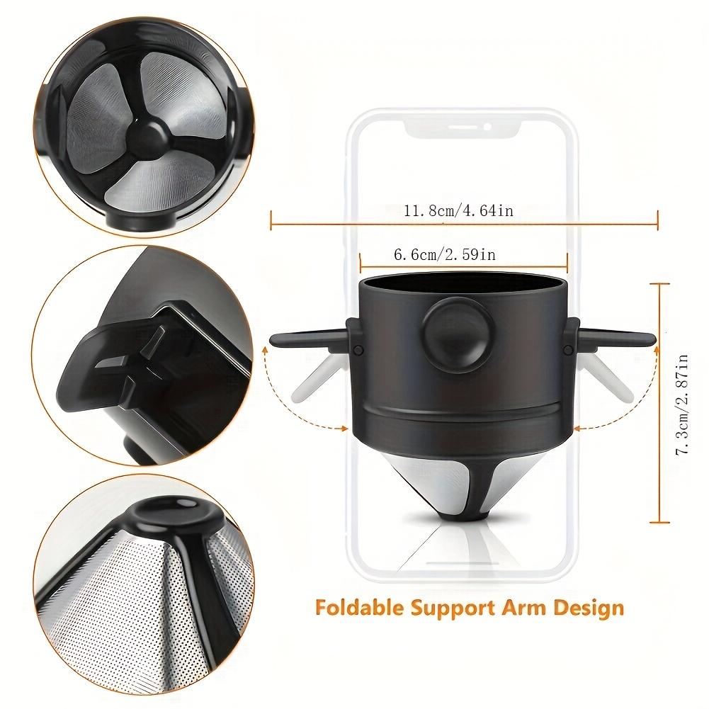 [Stainless Steel |   Portable] Stainless Steel |   Portable Pour Over Coffee Filter |   Reusable Drip Coffee Tea Holder Infuser Dripper Black