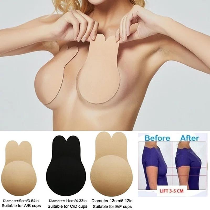 S/M/L Push Up Bras Self Adhesive Silicone Strapless Invisible Bra Reusable Sticky Breast Lift Tape Rabbit Nipple Cover Bra Pads