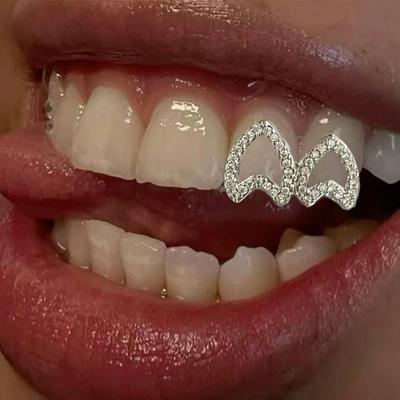 European American Zirconia Copper Grillz - Hip Hop Tooth Ornament