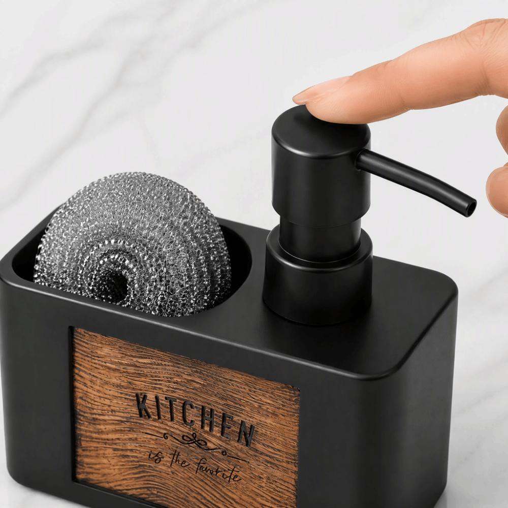 with Sponge Holder Kitchen Soap Dispenser Refillable Bathroom Hand Wash Bottle Restaurant