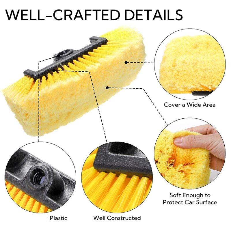 ABWR-Car Wash Brush Head, Car Wash Scrubber With Soft Bristle, Exterior Vehicle Wash Equipment For Auto RV Truck Boat Campers