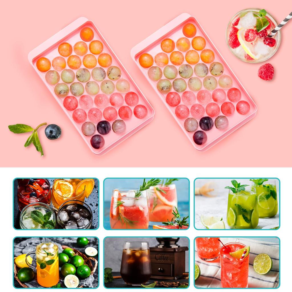 33PCS Round Ice Balls,Ice Trays for Freezer Is Easy To Release & Sturdy- Small Pellet Ice Maker for Drinks, Coffee and Cocktails