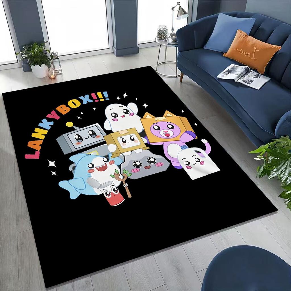 Tappeto Cartoon Lankybox Carino Foxy Boxy Rocky per Camera da Letto Soggiorno Divano Casa Zerbino Decorazione, Tappetino Pavimento Grande Antiscivolo per Bambini