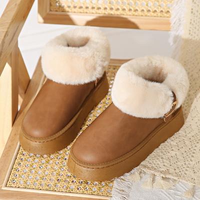 New Large-sized Snow Boots for Women, Short-top, Thick-soled, Warm and Thickened Cotton Shoes