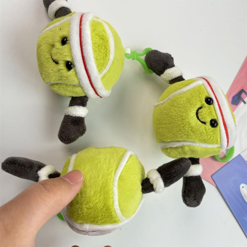 Cute Cartoon Funny Tennis Ball Plush Doll Stuffed Toys Keychain Pendant Backpack Charms Bag Hanging Ornaments Accessories Gifts