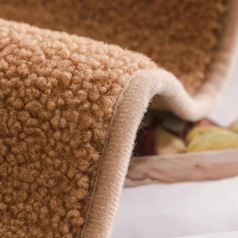 Modern Lamb Plush Light Luxury Sofa Cushion Velvet Living Room Winter Warm Seat Mat Anti Slip Couch L Shape Sofa Back Covers