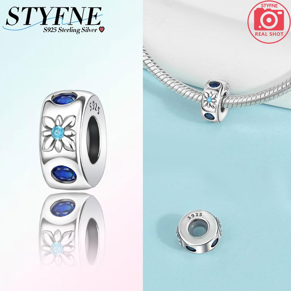 

Original Copper Elegant Rose Blue Flower Pendants Beads Fit Bracelet Making Women Jewelry Diy Birthday Anniversary Fine Gift
