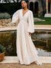 Women's Long Sleeve Maxi Dress with Ruffles and Lantern Sleeves for Party