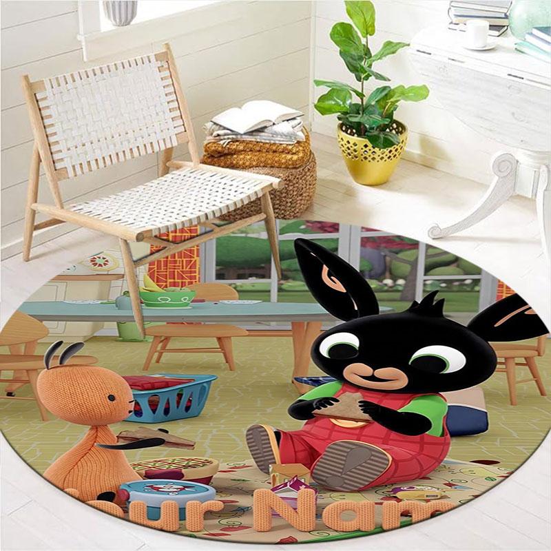 Bing Custom Name Round Area Rug,Carpet Rug for Living Room Bedroom Sofa Playroom Decor,Non-slip Floor Mat