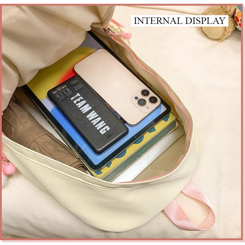 Trendy Teenager Girl Cute Bear Schoolbag High Value Junior High School Student Pupil Backpack Waterproof Nylon Book Bag Children Holiday Surprise Gift