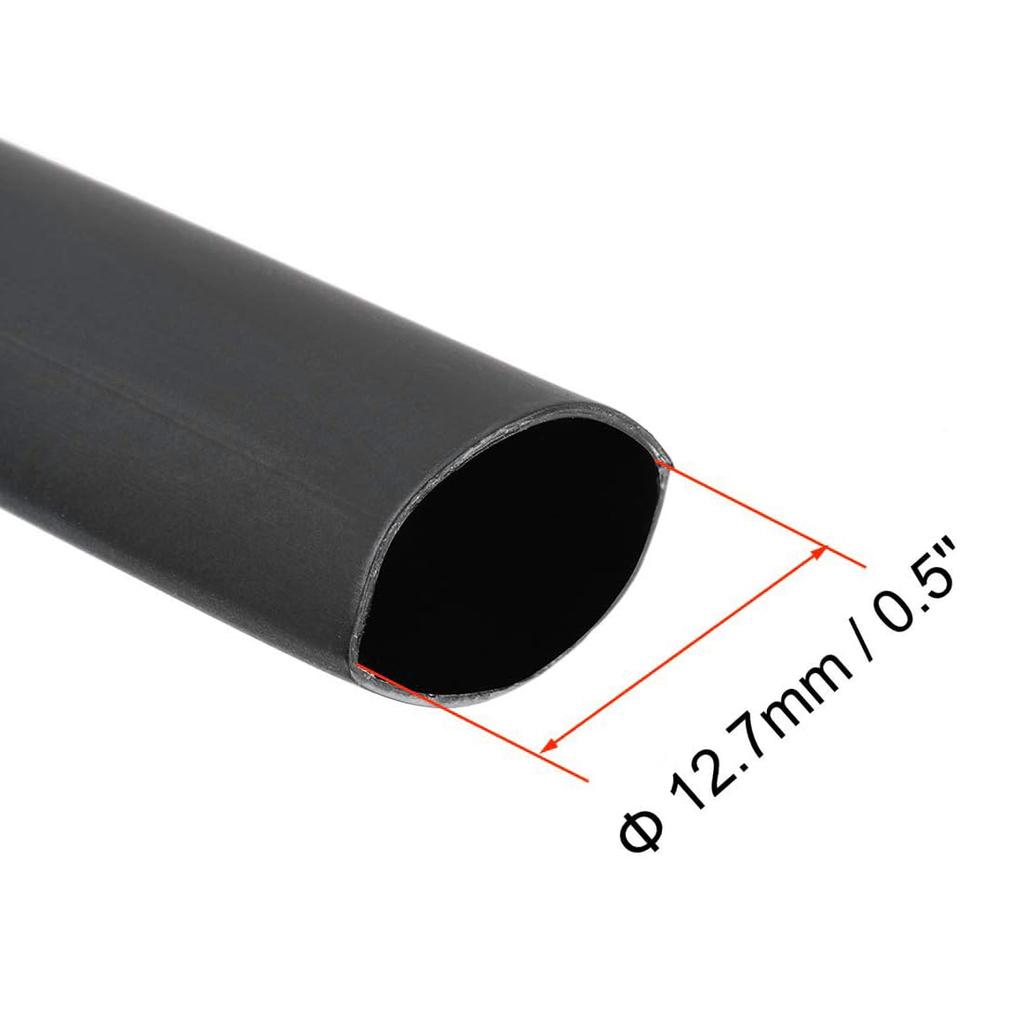 Edinstry Heat Shrink Tubing, Insulation Tubing, Black/3 Time, Diameter 0.5 Inches (12.7 Mm), Length