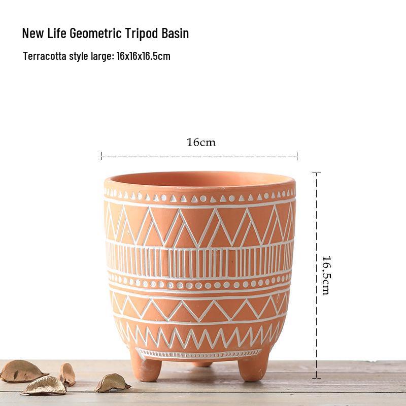 Red Clay Breathable Minimalist Terracotta Flower Pot with Feet for Succulents and Pothos - Round Design, Free Shipping