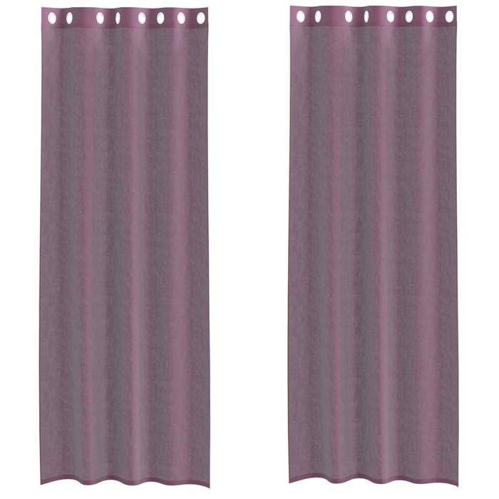 VidaXL Rideaux en voile avec œillets 2 pcs violet 140x300 cm, rideau en filet, rideau transparent, voile de fenêtre, 4102106