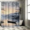 Serene Sunset Landscape Design Waterproof Shower Curtain Heat Resistant Machine Washable Non-Transparent 180x180cm