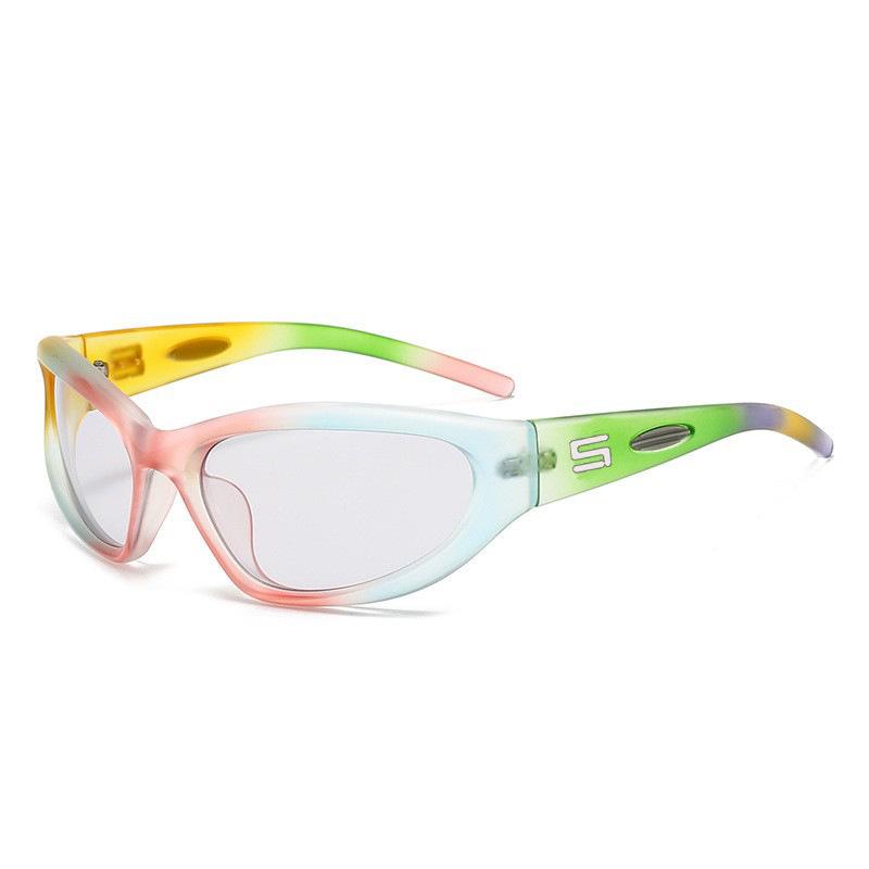 Y2K Rainbow Cat Eye Sunglasses Women for Men Luxury Brand Designer Vintage Sun Glasses Punk Hip Hop Lady UV400