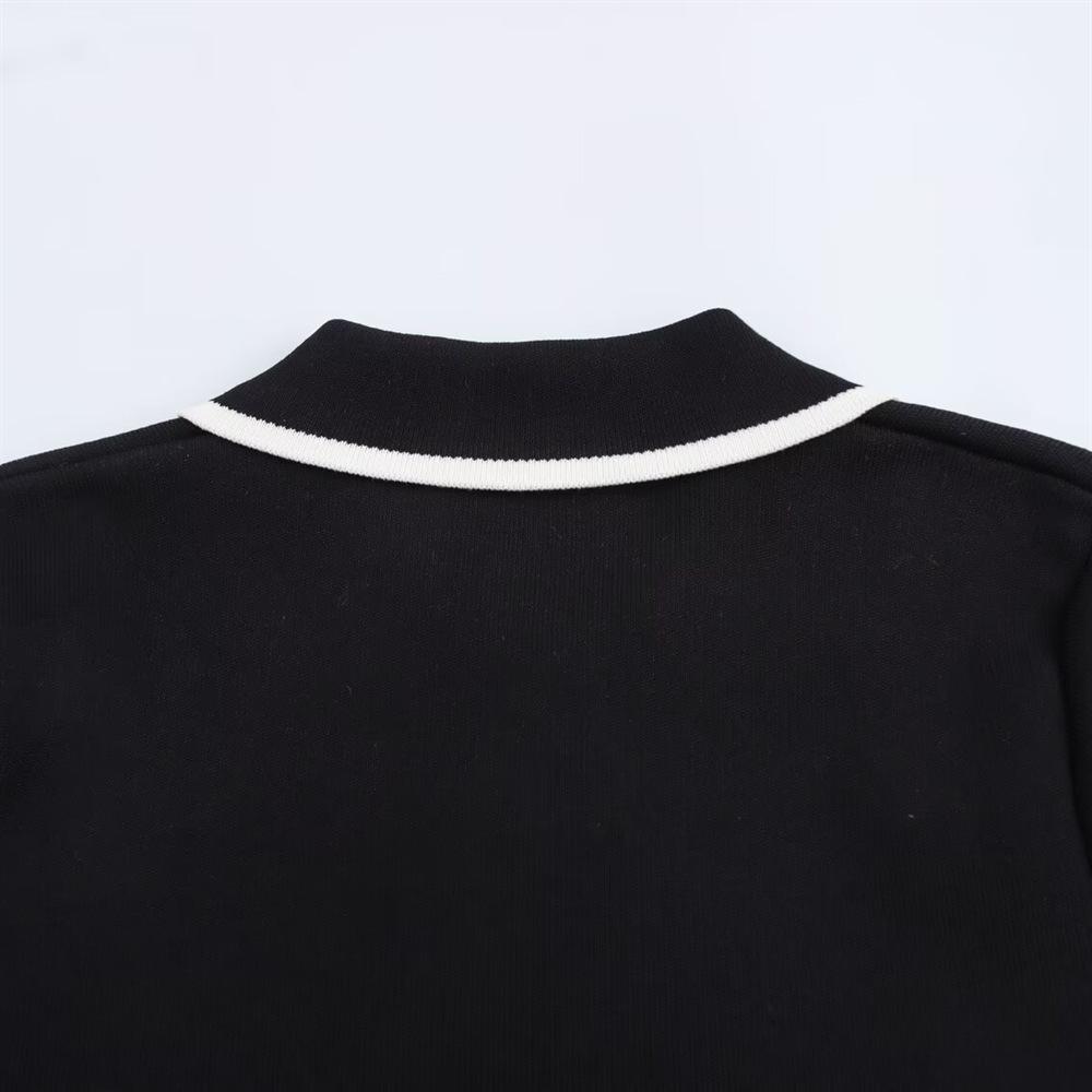 2025 Frühling Damen Colorblock-Besatz Umlegekragen Langarm Slim Strick-Cardigan