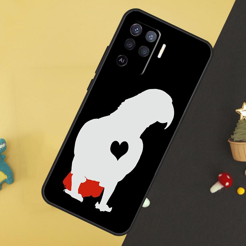 African Grey Parrot Case For Oppo A96 A76 A16 A17 A57 A60 A40 A80 A18 A38 A58 A78 A98 A15 A54 A74 A94 A6 A5 Pro