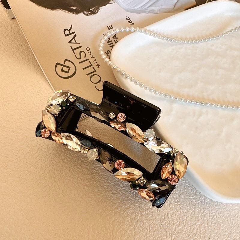 

Квадратная ультра-блестящая заколка для волос высокого класса, полностью инкрустированная бриллиантами, большая заколка-акула для женщин, новинки