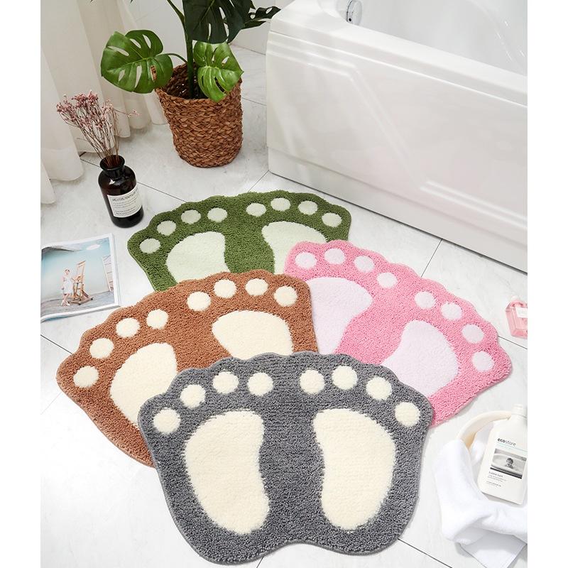 Cute Flocking Carpet  Door Mat Carpet Floor Rug Anti Slip Bathroom Rug Foot Pad