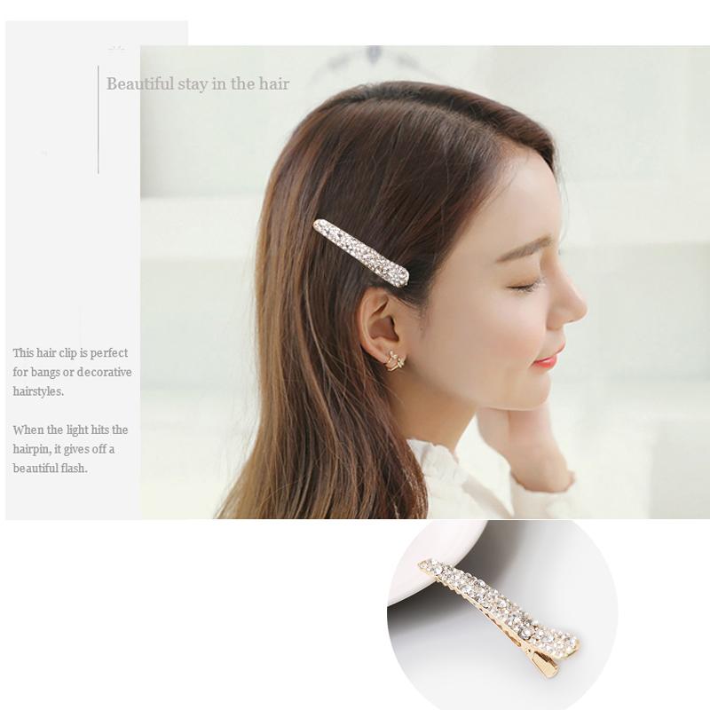 Women's Hairpin Shiny Toothed Alloy Diamond Beads Hairpins Bangs Hair Clip