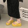High-heeled thick-soled flip-flops shoes for women's summer new Korean version outer slippers suede fashion cool slippers