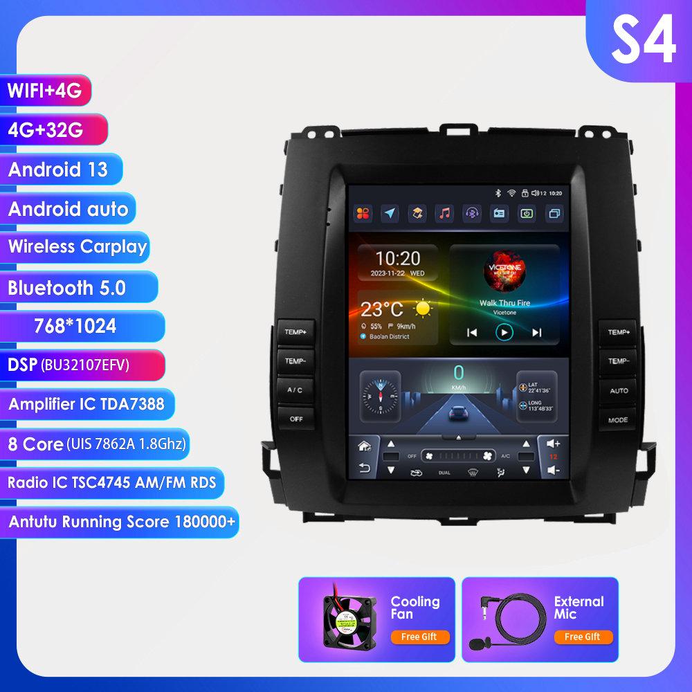 

Carplay 4G 9.7 Tesla Style Screen Android 13 Car Radio for Toyota Land Cruiser Prado 120 2002-2009 Lexus GX470 Intelligent Screen Multimedia Video S4 8Core 4G 32G