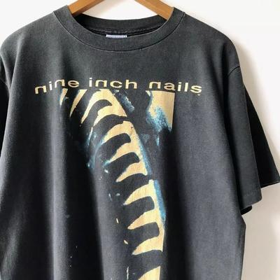 2002 Nine Inch Nails Band Basic Black Reprint Short Sleeve Unisex T Shirt S5XL Unisex T-Shirt