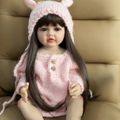 BZDOLL 55 CM Volle Silikon Körper Lebensechte Reborn Baby Mädchen 22 Zoll Puppe Spielzeug Realistische Prinzessin Kleinkind Bebe Geschenk