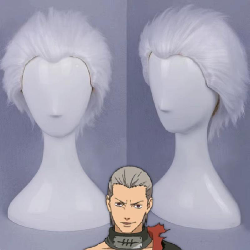 JP Anime Akatsuki Lid Hidan Cosplay Kostuum Haar Anime Hoofddeksel Zilver Kort Wit Pruik One Size gray