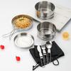 Kingpool Modern Portable Reusable Stainless Steel Outdoor Gear Cooking Pots Pans with Pot Cover Mess Kit Camping Cookware Set