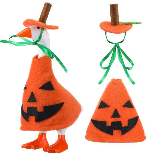 Pumpkin Goose Costume 7 Inch Desk Goose Outfit Halloween Cute Pumpkin Attire with Hat for Tabletop Goose Magnetic Goose Statue Key Holder