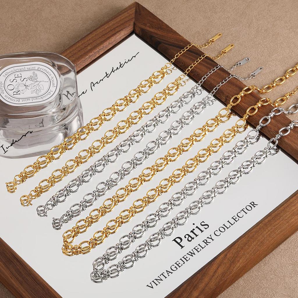 European & American Fashion: Cool Style Thick Chain Titanium Steel Bracelet Necklace, Women's High-End Light Luxury Jewelry