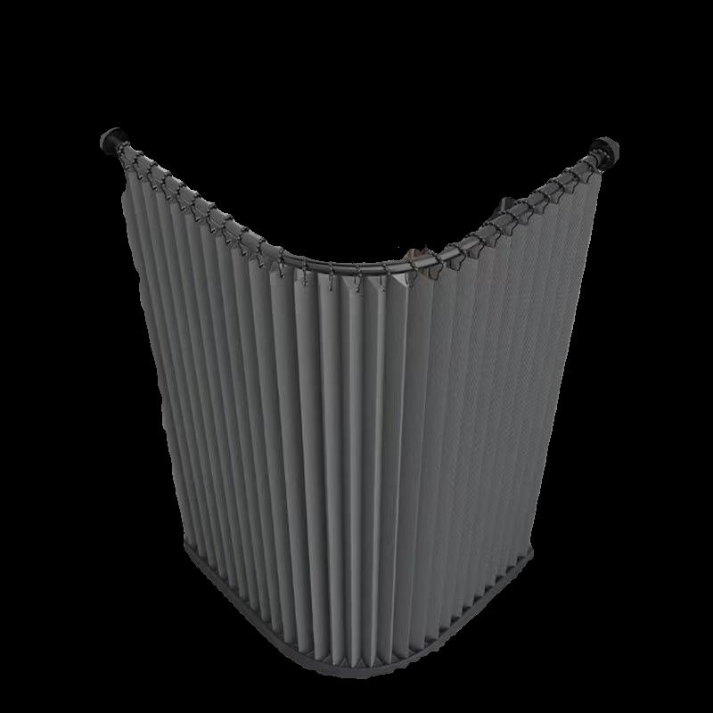 Handon Folding Magnetic Arc Shower Curtain with Aluminum Rod