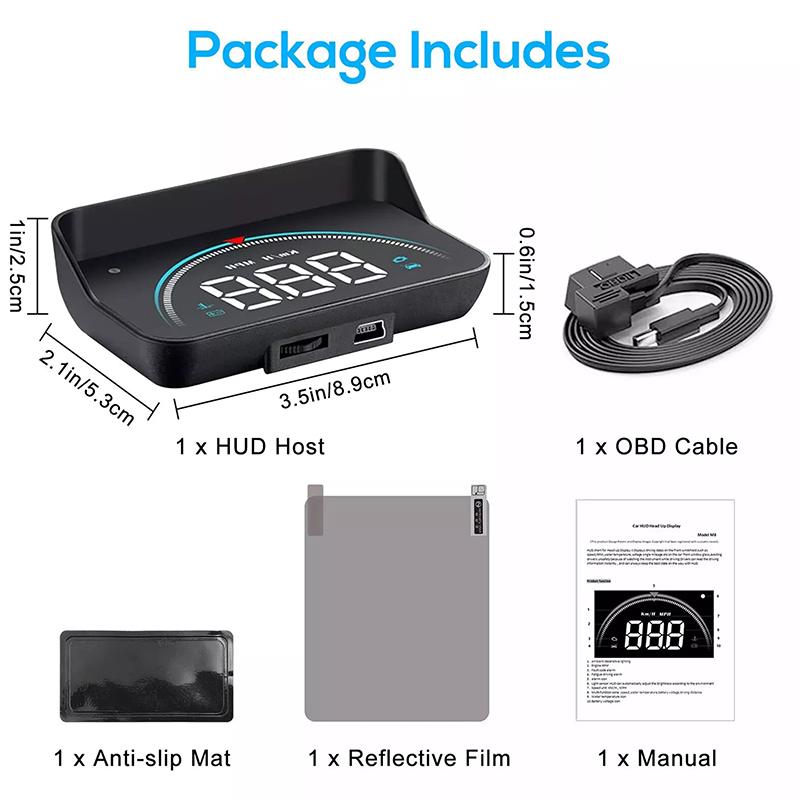 M8 Car HUD Head Up Display OBD2 Ostrzeżenie o przekroczeniu prędkości Auto Elektroniczny wskaźnik temperatury wody LED Cyfrowy projektor Szyba przednia