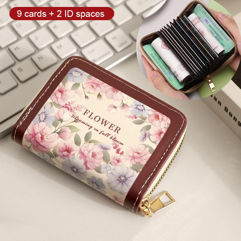 

Креативные кошельки-мультикард с RFID-блокировкой, держатель для ID-карт, с цветочным принтом, выдвижной визитник, водонепроницаемый кошелек для денег