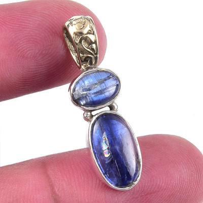 Naturalny Kyanit Srebro Próby 925 Prezent Biżuteria Wisiorek 1,25'' H8y55