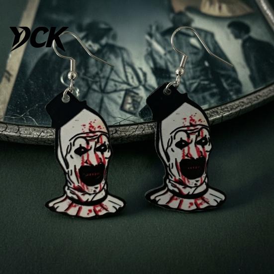 Edgy Gothic Aesthetic Jewelry 1 Pair Halloween Theme Dangle Drop Earrings for Women, Scary Blood Cool Gifts Best Friends Clown Acrylic Earrings,