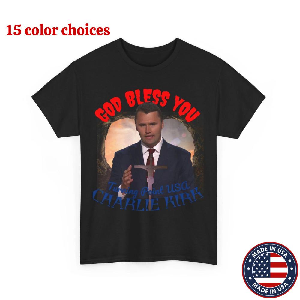 Charlie Kirk Turning Point USA RIP T-Shirt Patriotic Size S-5XL Choose Color Unisex T-Shirt L