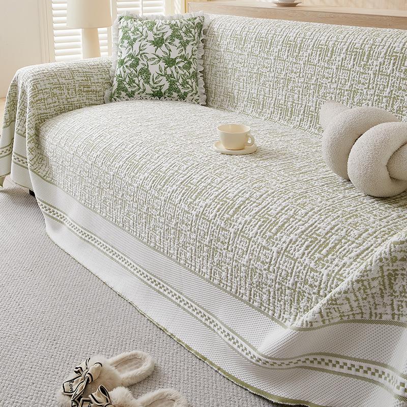 Summer Ice Silk Sofa Towel Dust-proof Dirt Resistant Minimalist European Style Integrated Sofa Cushion Armrest Backrest Cover
