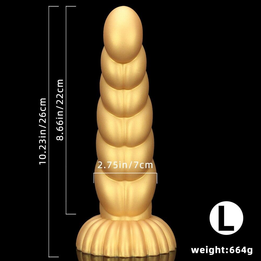 Gold Silicone Soft Thick Anal Plug Fisting Anal Dilator Masturbator Adult Sex Toys Strap on Penis Realistic Dick BDSM