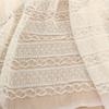 Cream Bone Jacquard Wave Stripe Lace Fabric for Shawls, Scarves, Curtains, and Covers