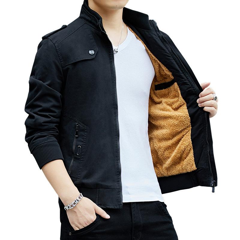 

Мужская куртка флисовая утепленная осенне-зимняя повседневная мужская хлопковая одежда молодежное пальто XXXXL чёрный