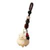 Miniature Wooden Lamb Figurine Hand Carved Sheep Statue Keyring Decoration For Car Key Bags Home Desk Display