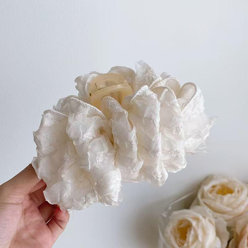 2025 Fluffy Embroidery Bow Knot Claw Clip - Fairy Style Hair Volume Accessory 11CM