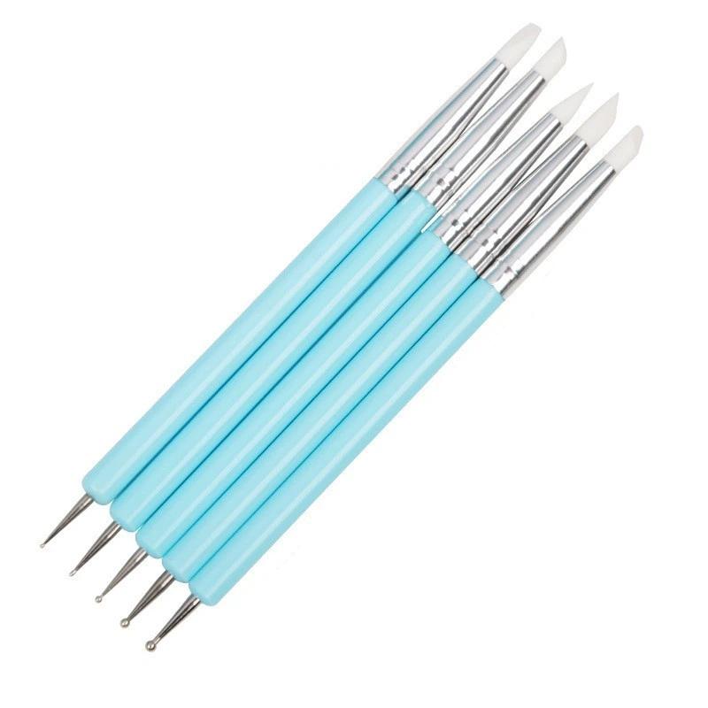

5Pcs Double Head Silicone Carving Pen DIY Ceramic Tool Clay Soft Clay Plastic Knife Carving Pen Nail Tool Drilling Pen Set