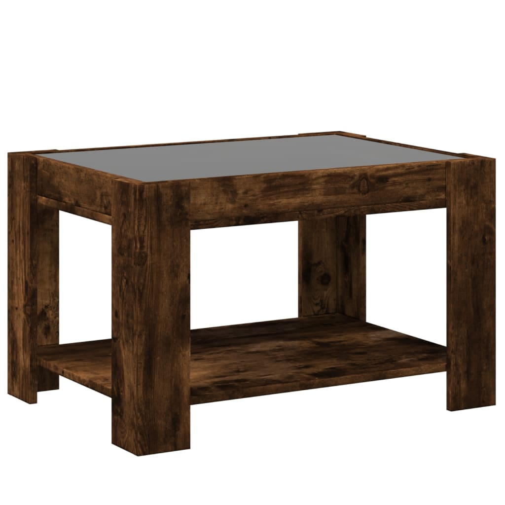 LED Coffee Table Smoked Oak 73 x 53 x 45 cm Particleboard