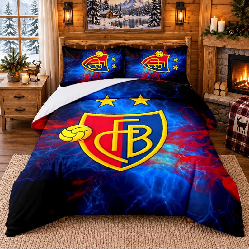 FC Basel Pattern Bedding 3Pcs Set Bed Sheet And Pillowcases For Indoor Bedroom