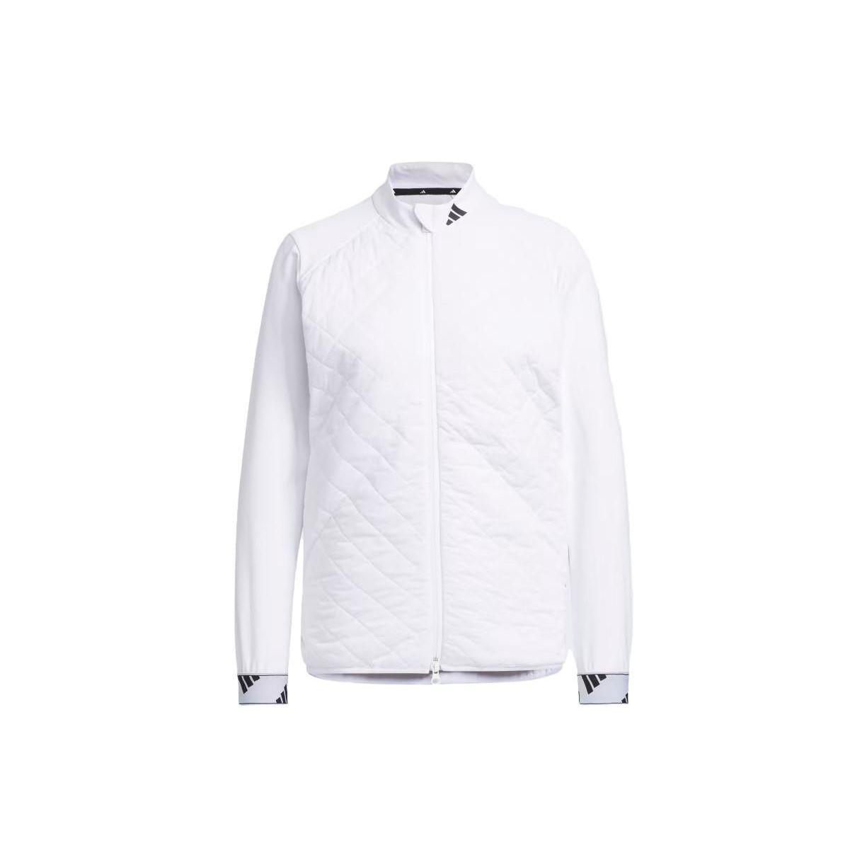 Adidas Solid Fitted Zip-Up Stand Collar Long Sleeve Jacket Women jackets White HY0857 XS