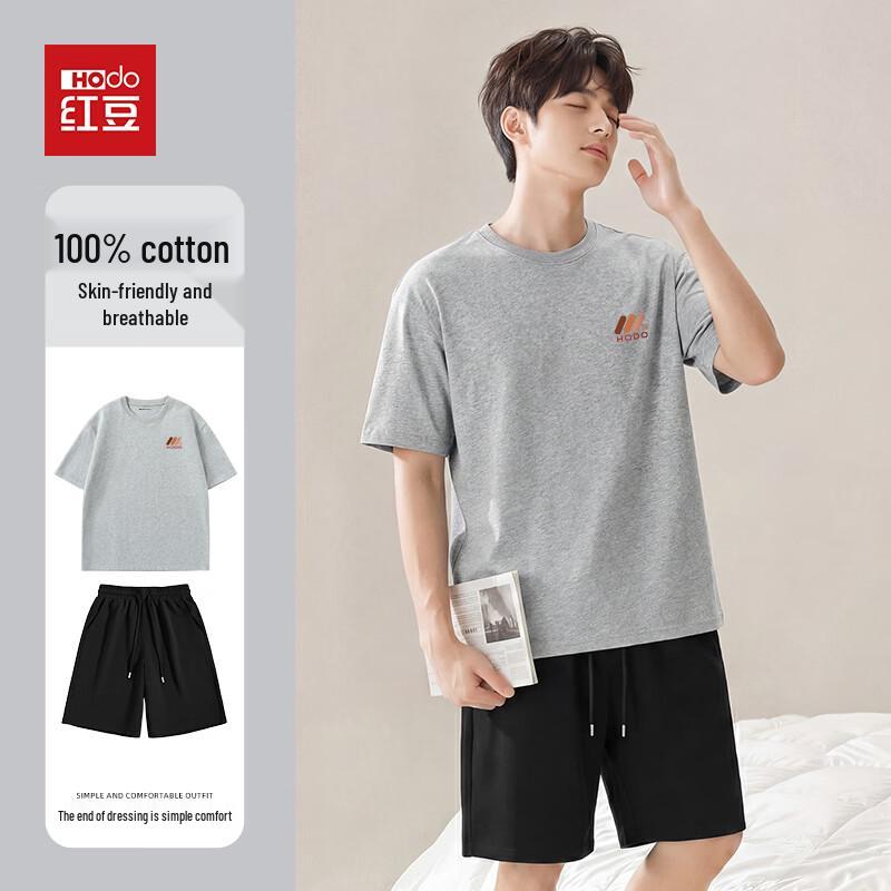 Hodo Men's Pure Cotton Long Sleeve T-Shirt & Shorts Set