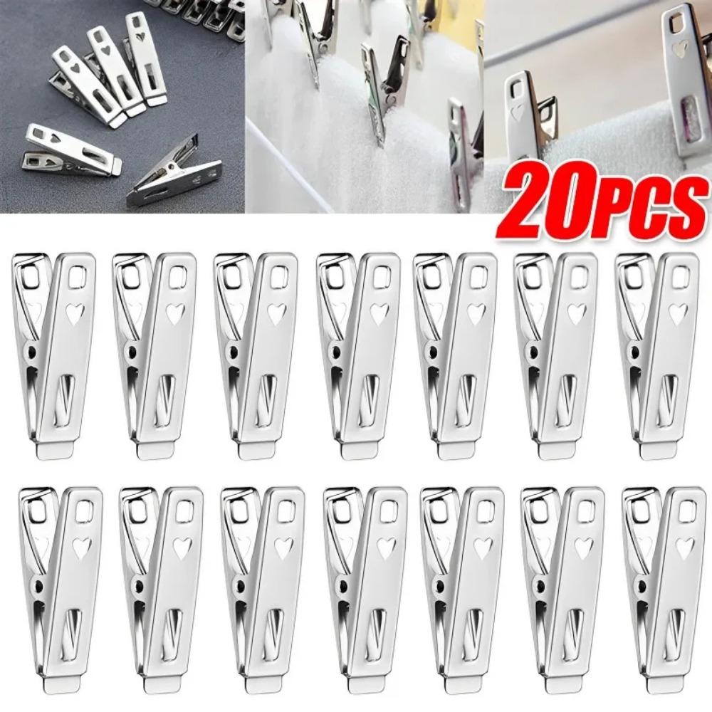 

20PCSMulti-purpose laundry clothespin, stainless steel clothespin, windbreaker rack, underwear, sock clip